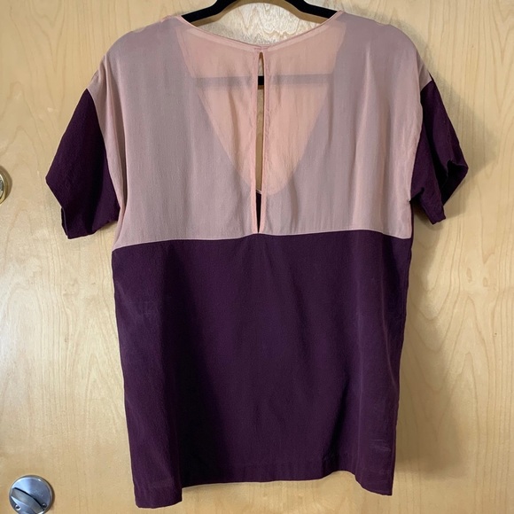 Aritzia Babaton Plum Colour Block 100% Silk Blouse - Picture 2 of 9